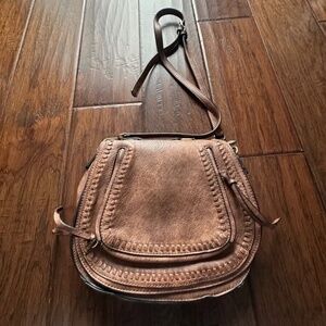 Madison West Saddle Bag Purse Brown Faux Leather Crossbody Boho Western Satchel